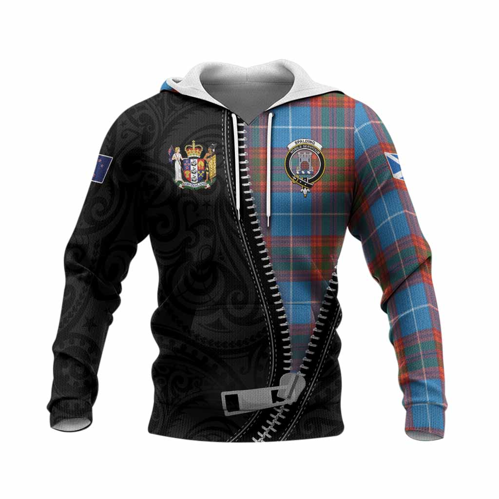 Spalding Tartan Knitted Hoodie New Zealand Pattern Unique Zipper Stylized