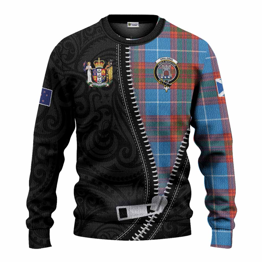 Spalding Tartan Knitted Sweater New Zealand Pattern Unique Zipper Stylized