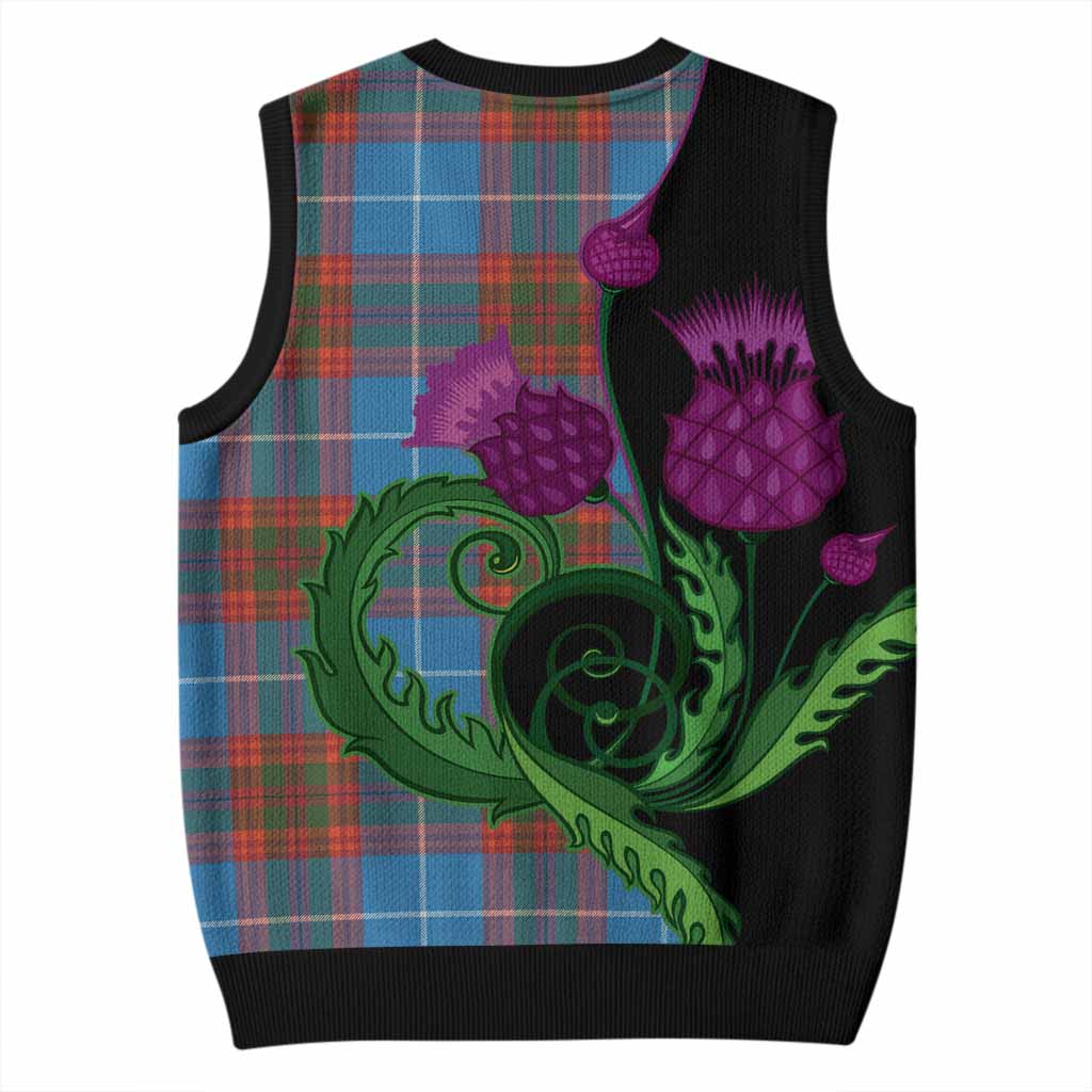 Spalding Tartan Knitted V-Neck Vest Traditional Scottish Thistle