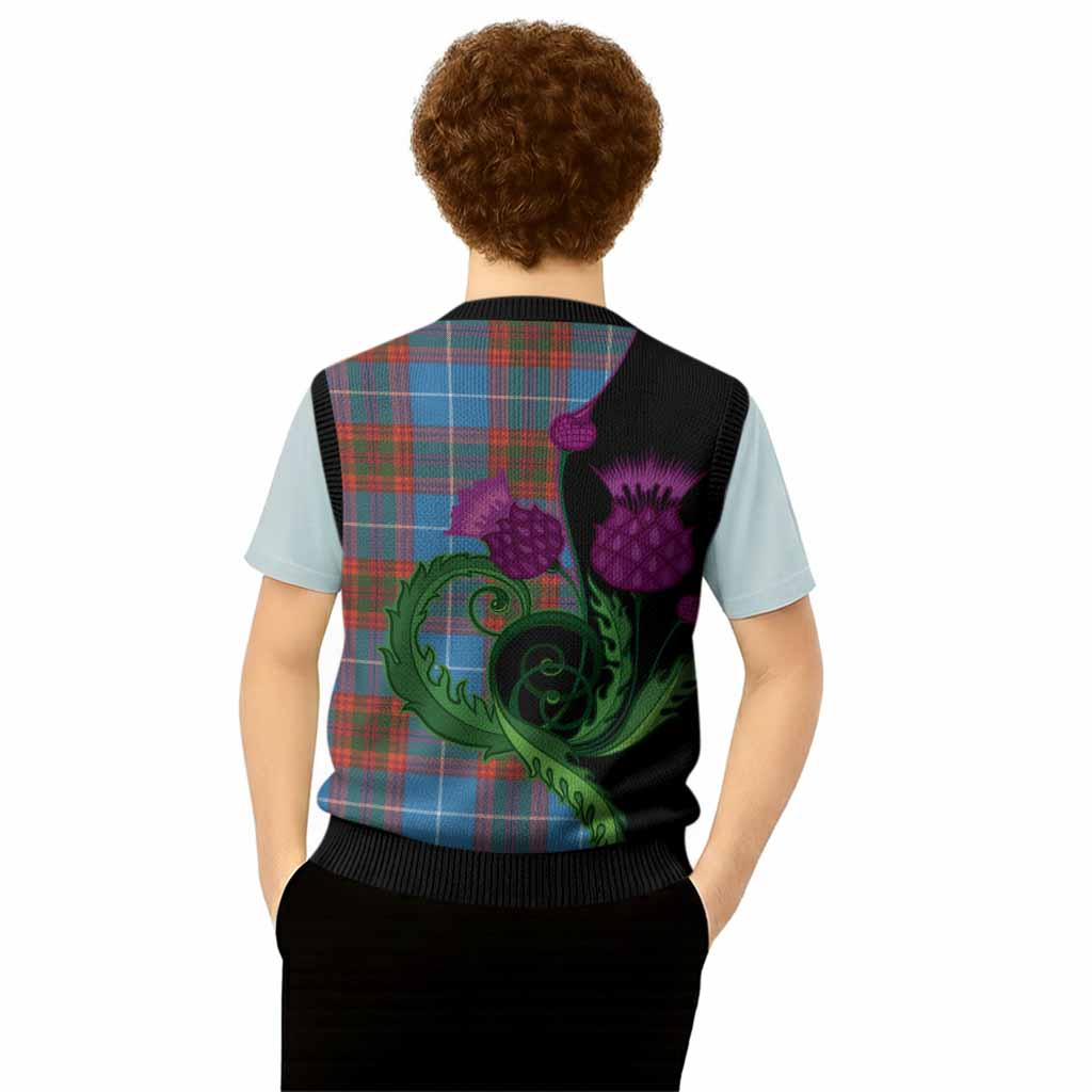 Spalding Tartan Knitted V-Neck Vest Traditional Scottish Thistle