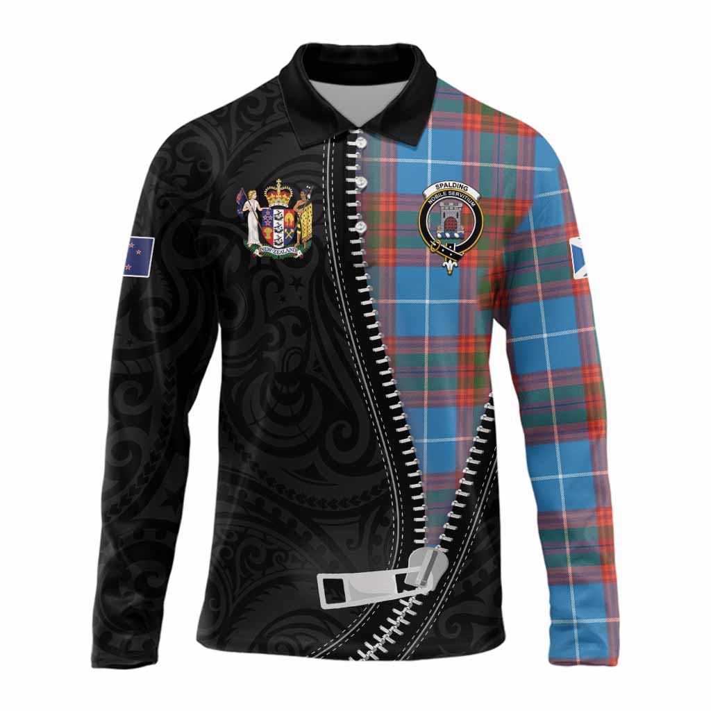 Spalding Tartan Long Sleeve Polo Shirt New Zealand Pattern Unique Zipper Stylized