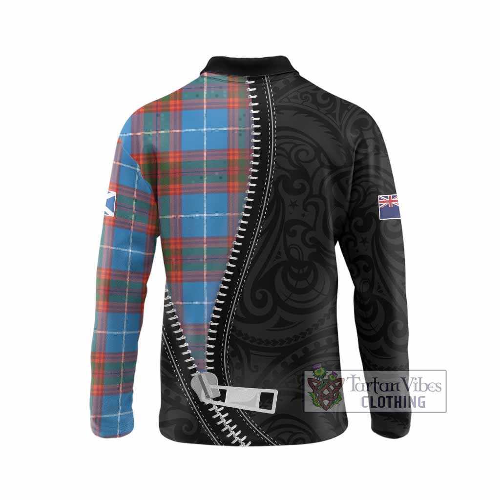 Spalding Tartan Long Sleeve Polo Shirt New Zealand Pattern Unique Zipper Stylized