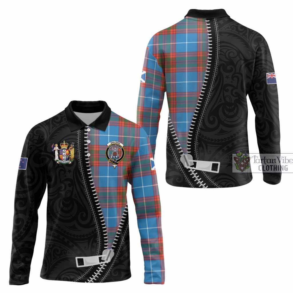 Spalding Tartan Long Sleeve Polo Shirt New Zealand Pattern Unique Zipper Stylized