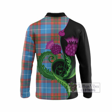 Spalding Tartan Long Sleeve Polo Shirt Traditional Scottish Thistle