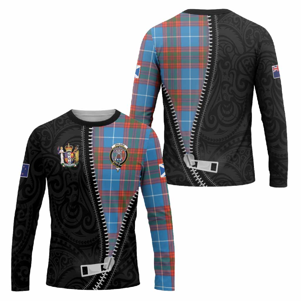 Spalding Tartan Long Sleeve T-Shirt New Zealand Pattern Unique Zipper Stylized