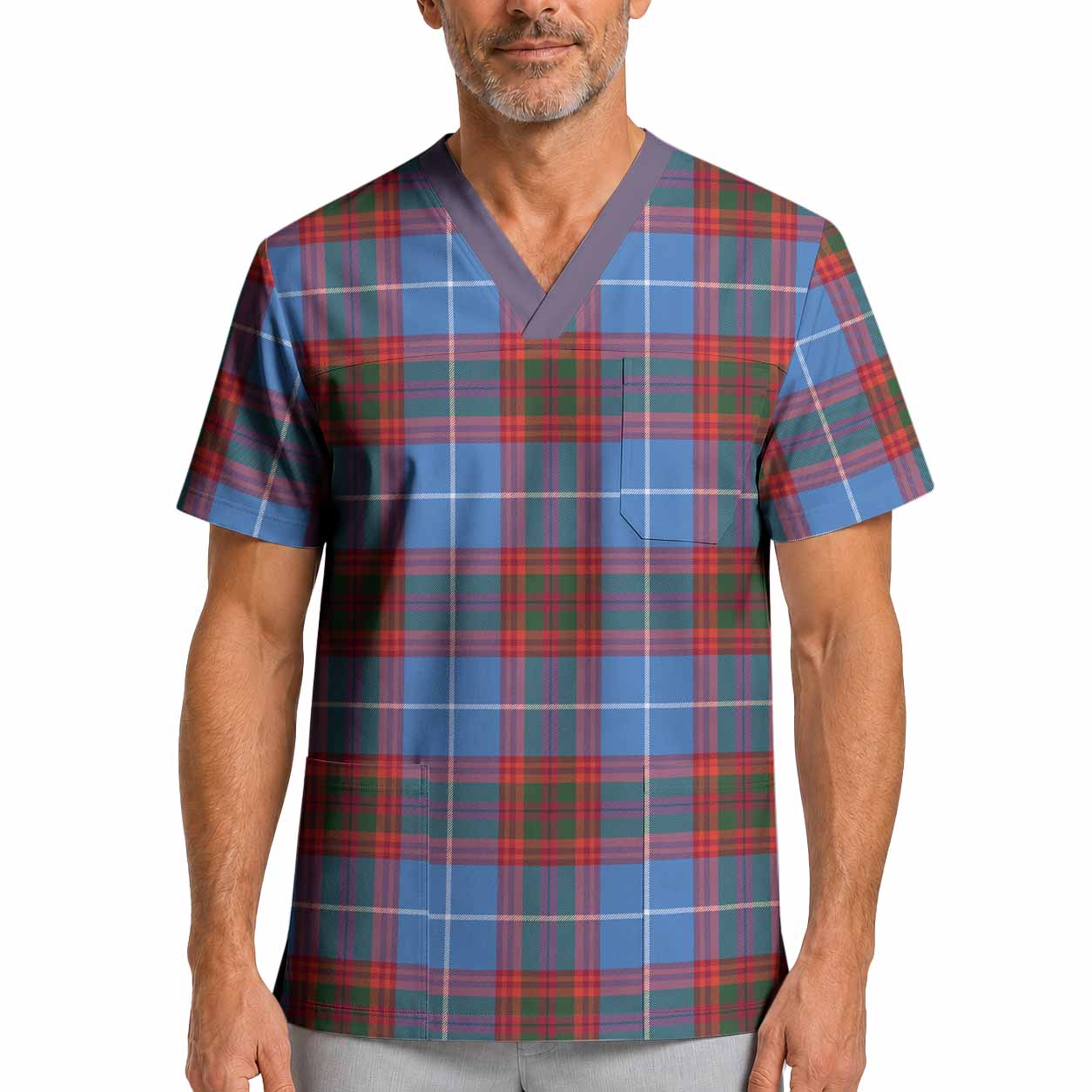 Spalding Tartan Scrub Top XL - Tartan Vibes Clothing