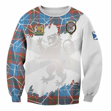 Spalding Tartan Sweatshirt with Family Crest and Lion Rampant Grunge Style