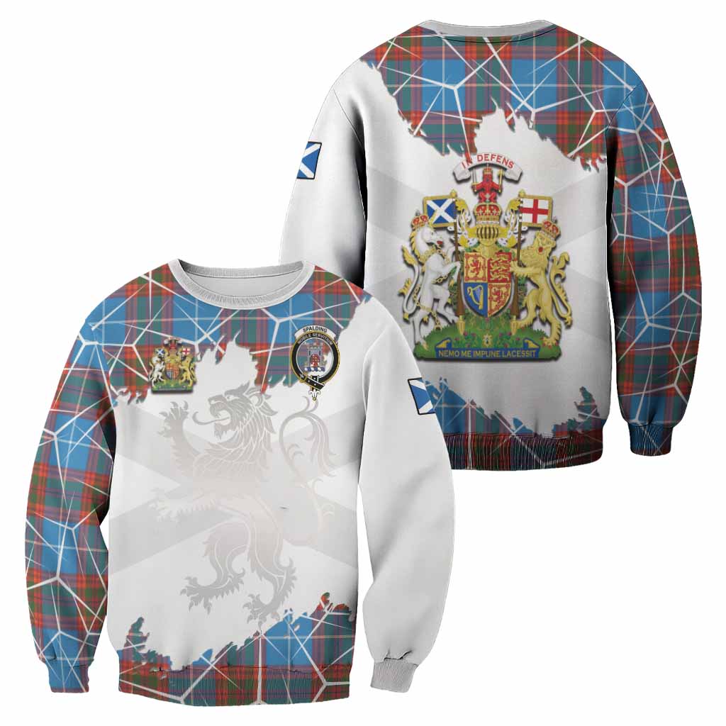 Spalding Tartan Sweatshirt with Family Crest and Lion Rampant Grunge Style