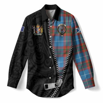 Spalding Tartan Women Casual Shirt New Zealand Pattern Unique Zipper Stylized