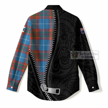 Spalding Tartan Women Casual Shirt New Zealand Pattern Unique Zipper Stylized