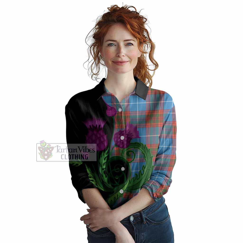 Spalding Tartan Women Casual Shirt Traditional Scottish Thistle