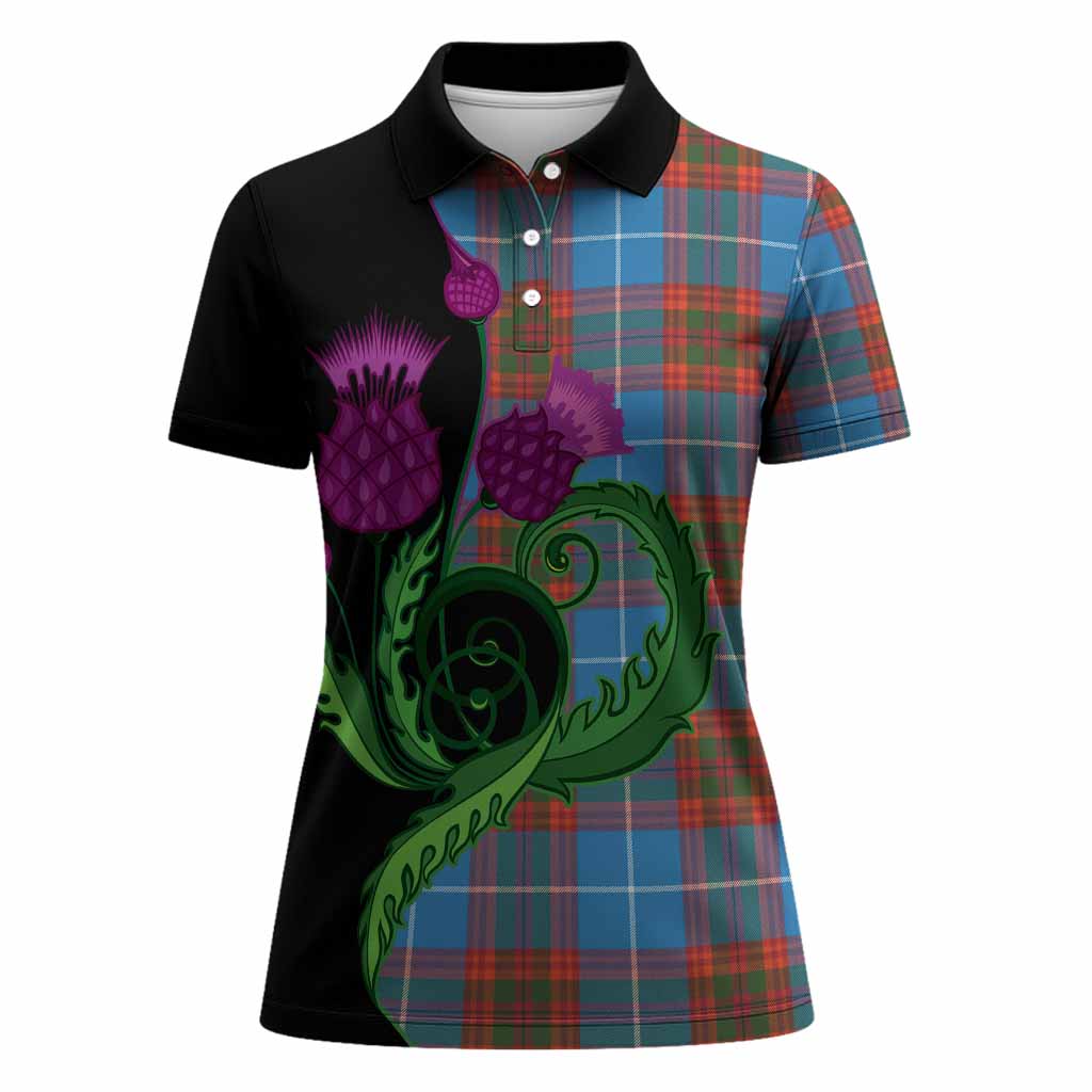 Spalding Tartan Women Polo Shirt Traditional Scottish Thistle