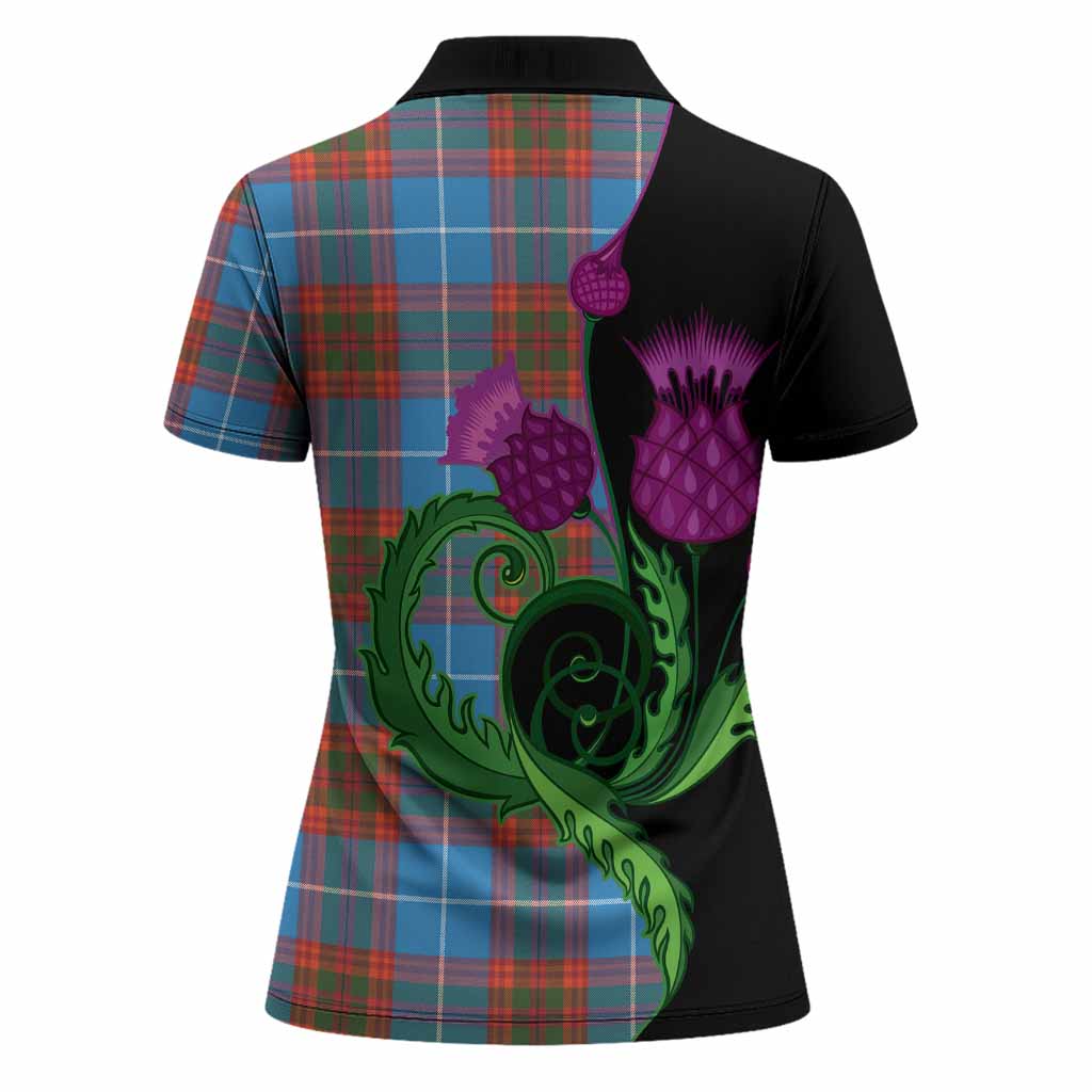 Spalding Tartan Women Polo Shirt Traditional Scottish Thistle