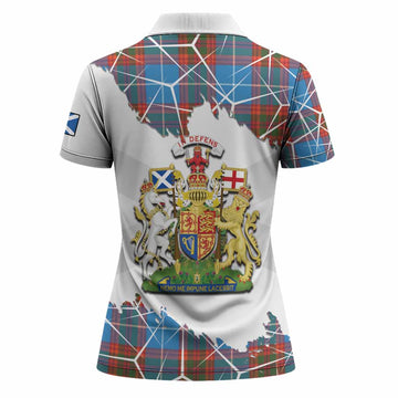 Spalding Tartan Women Polo Shirt with Family Crest and Lion Rampant Grunge Style