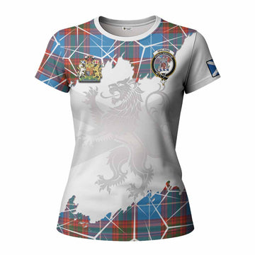 Spalding Tartan Women T shirt with Family Crest and Lion Rampant Grunge Style