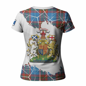Spalding Tartan Women T shirt with Family Crest and Lion Rampant Grunge Style