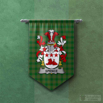 Spence Irish Clan Tartan Gonfalon, Tartan Banner with Coat of Arms