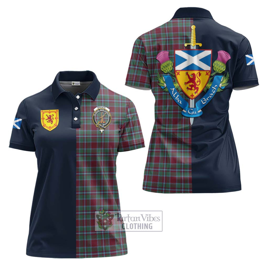 Spence (Spens) Tartan Women's Polo Shirt Alba with Scottish Lion Royal Arm Half Style Women - Tartan Vibes Clothing