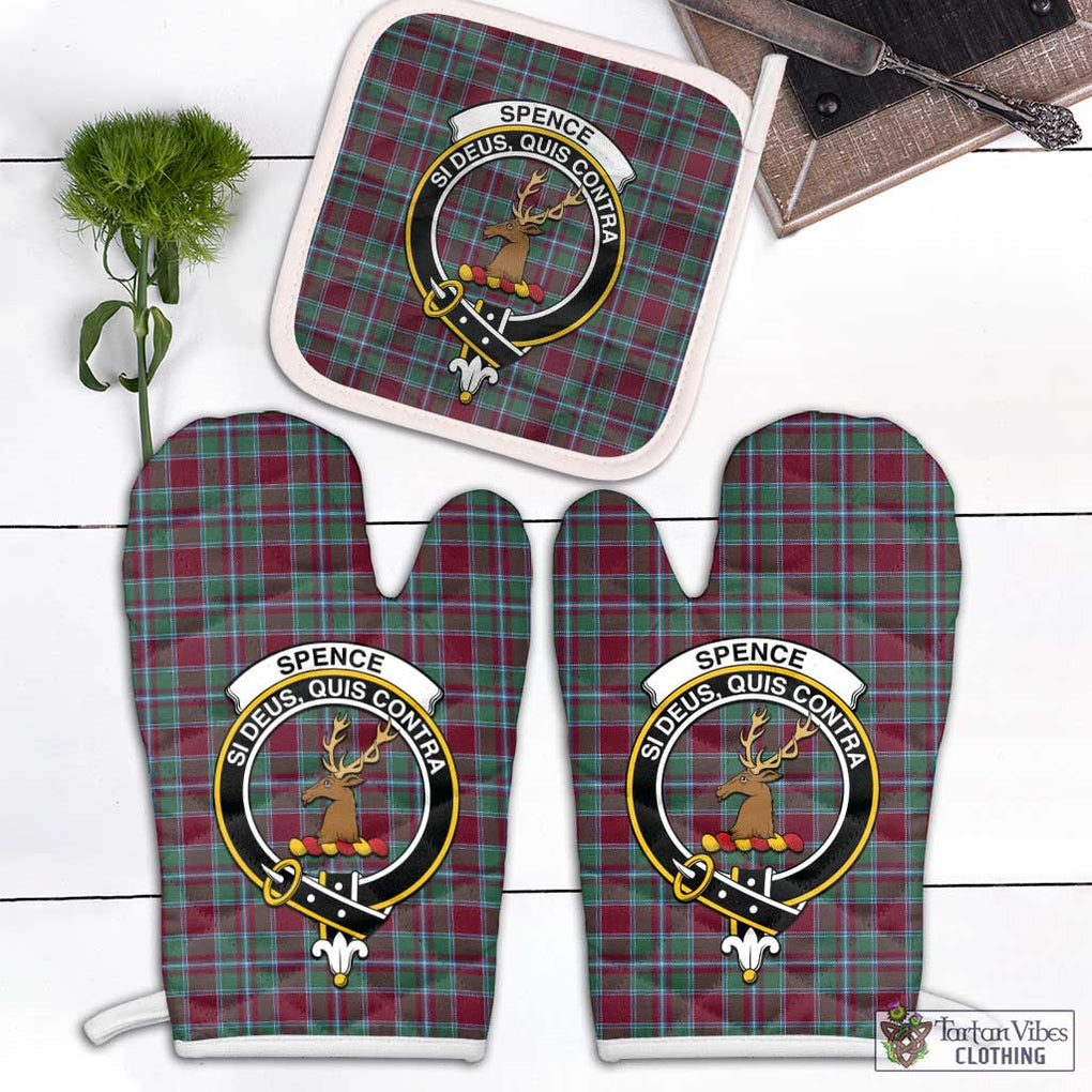 Spence Tartan Combo Oven Mitt & Pot-Holder with Family Crest Combo 2 Oven Mitt & 1 Pot-Holder Black - Tartan Vibes Clothing