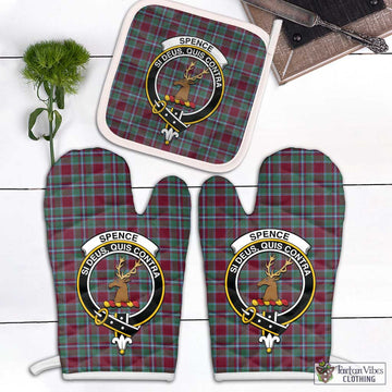 Spence Tartan Combo Oven Mitt & Pot-Holder with Family Crest Combo 2 Oven Mitt & 1 Pot-Holder Black - Tartan Vibes Clothing