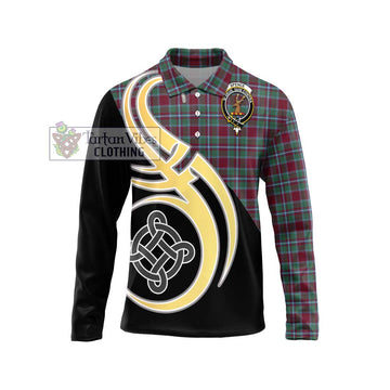 Spence Tartan Long Sleeve Polo Shirt with Family Crest and Celtic Symbol Style Unisex - Tartan Vibes Clothing