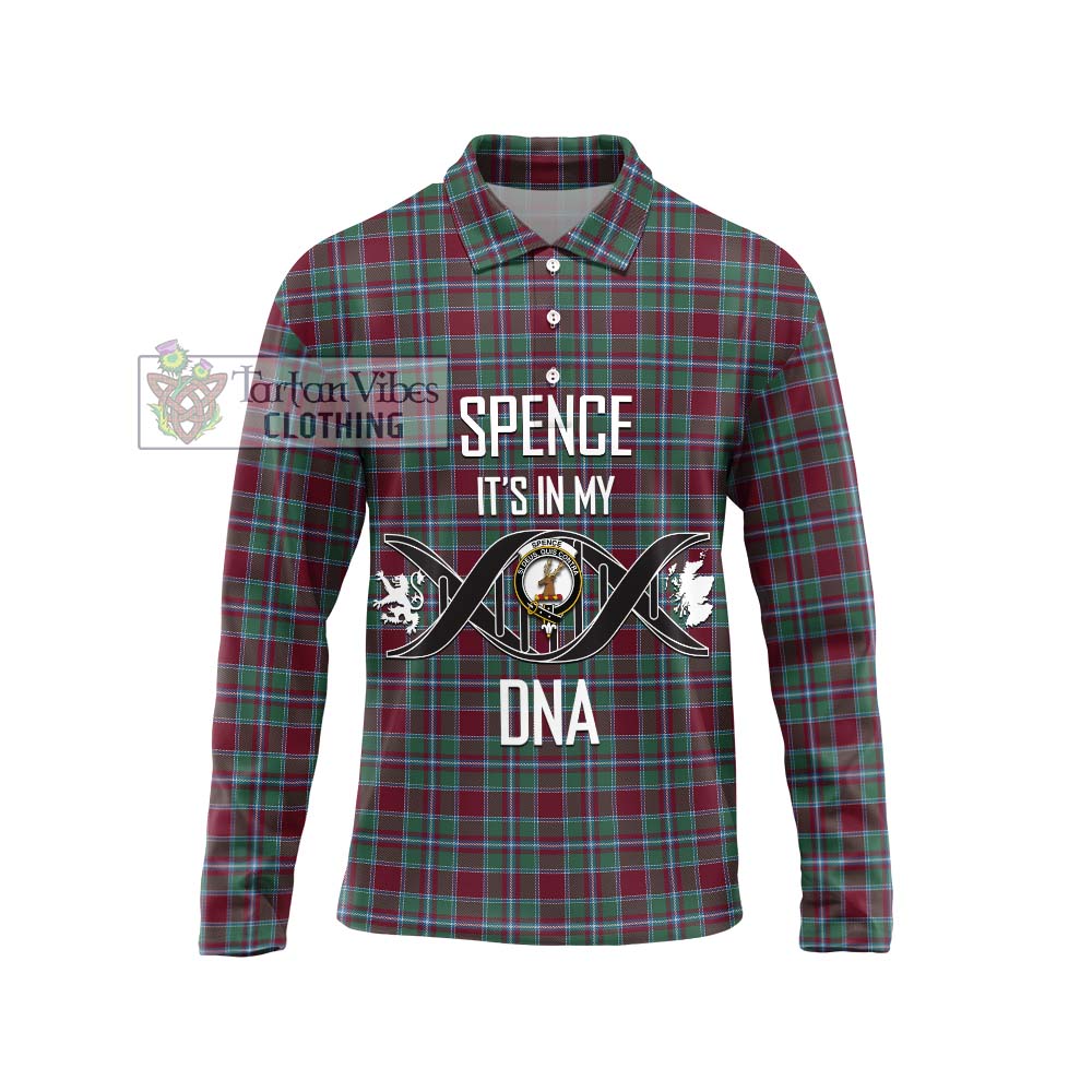 Spence Tartan Long Sleeve Polo Shirt with Family Crest DNA In Me Style Unisex - Tartan Vibes Clothing