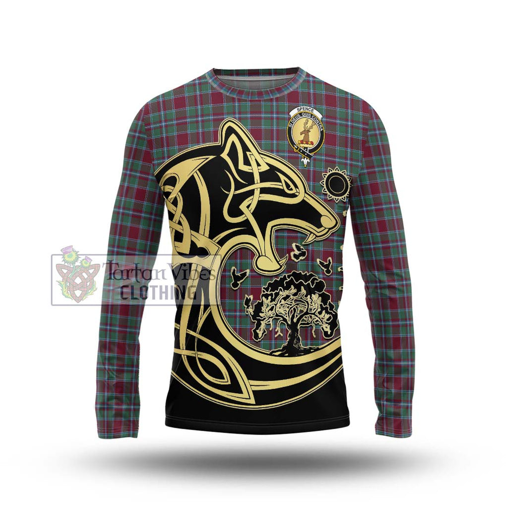 Spence Tartan Long Sleeve T-Shirt with Family Crest Celtic Wolf Style Unisex - Tartan Vibes Clothing