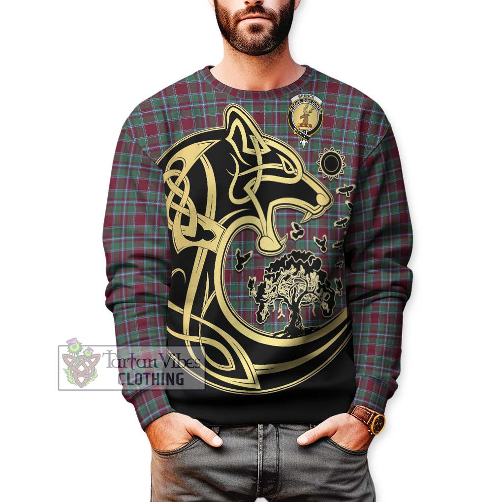 Spence Tartan Sweatshirt with Family Crest Celtic Wolf Style Unisex - Tartan Vibes Clothing