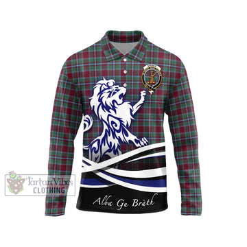 Spence Tartan Long Sleeve Polo Shirt with Alba Gu Brath Regal Lion Emblem Unisex - Tartan Vibes Clothing