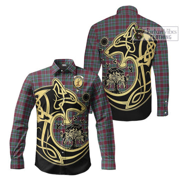 Spence Tartan Long Sleeve Button Shirt with Family Crest Celtic Wolf Style Men's Shirt S - Tartan Vibes Clothing