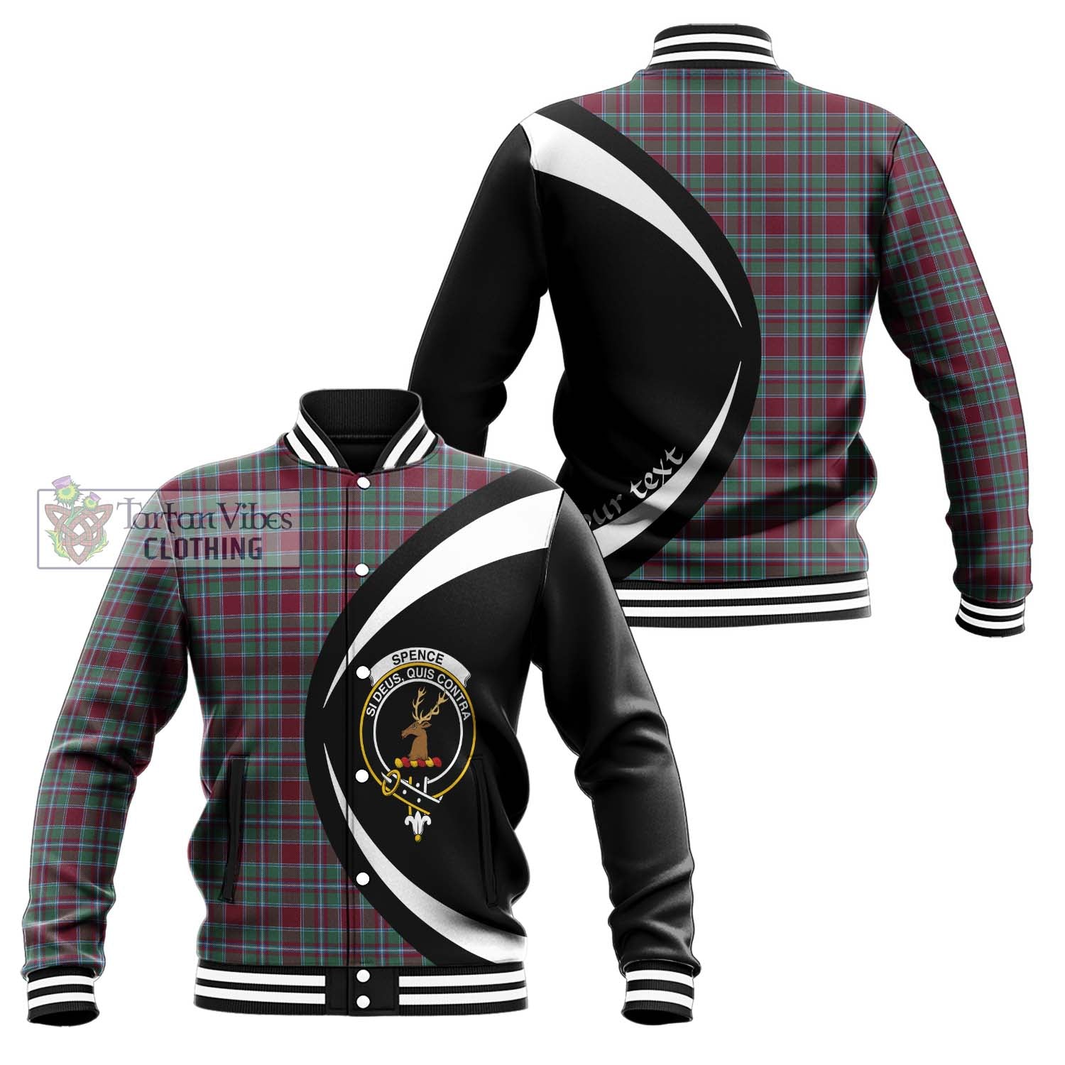 Spence Tartan Baseball Jacket with Family Crest Circle Style Unisex - Tartan Vibes Clothing