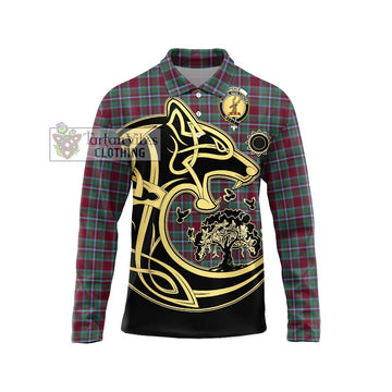 Spence Tartan Long Sleeve Polo Shirt with Family Crest Celtic Wolf Style Unisex - Tartan Vibes Clothing