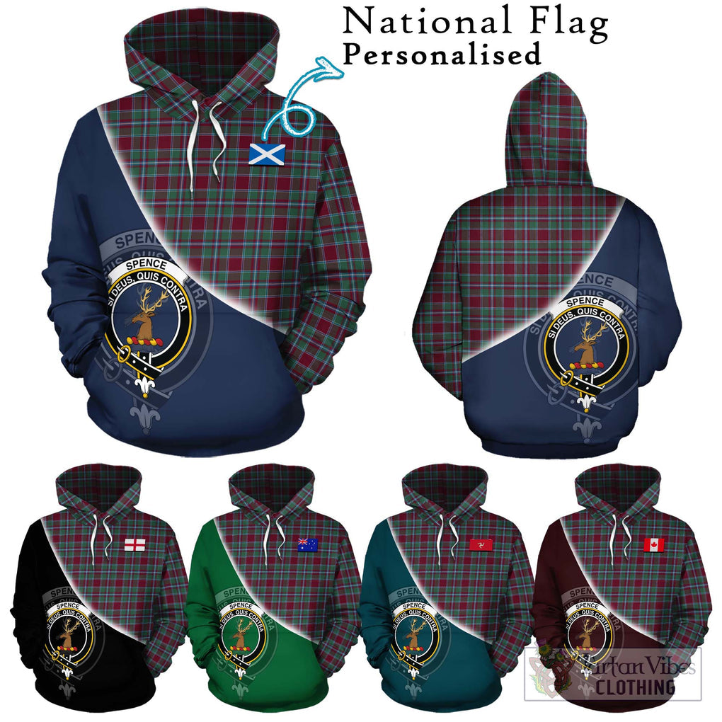 Spence Tartan Hoodie with Personalised National Flag and Family Crest Half Style Zip Hoodie - Tartan Vibes Clothing