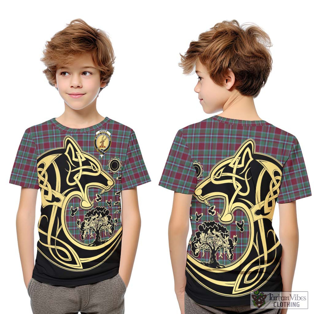Spence Tartan Kid T-Shirt with Family Crest Celtic Wolf Style Youth XL Size14 - Tartan Vibes Clothing