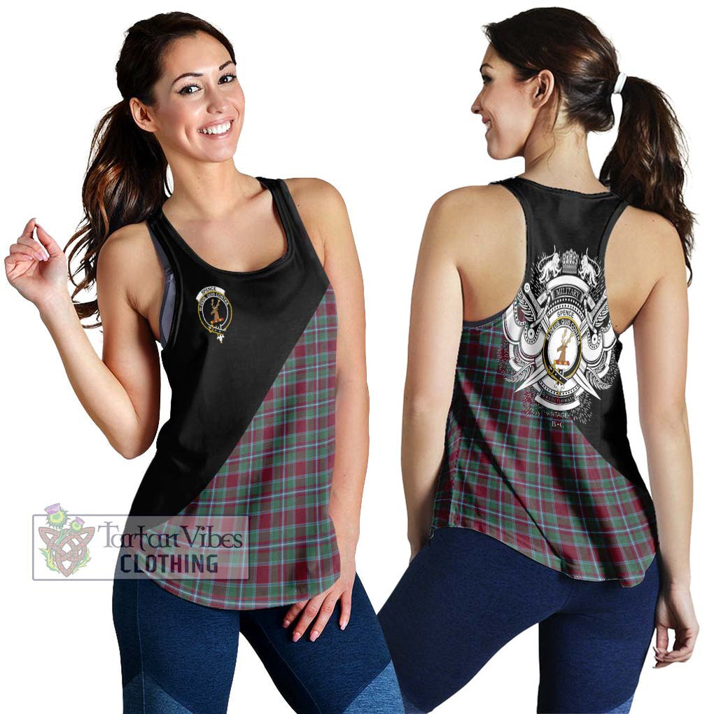 Spence Tartan Women's Racerback Tanks with Family Crest and Military Logo Style 4XL - Tartan Vibes Clothing