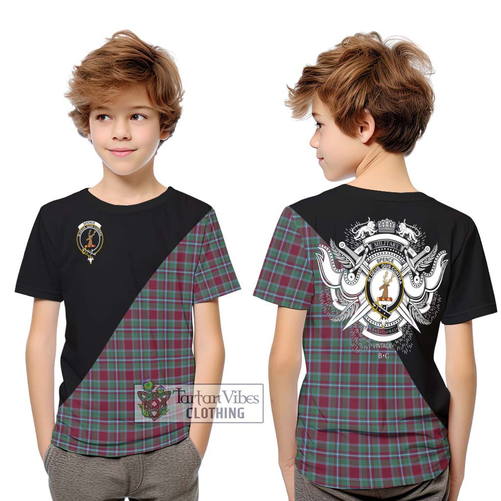 Spence Tartan Kid T-Shirt with Family Crest and Military Logo Style Youth XL Size14 - Tartan Vibes Clothing