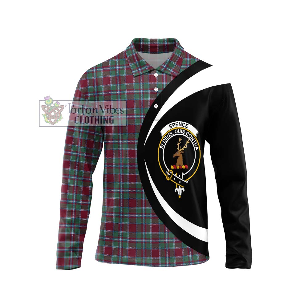 Spence Tartan Long Sleeve Polo Shirt with Family Crest Circle Style Unisex - Tartan Vibes Clothing