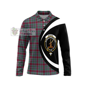 Spence Tartan Long Sleeve Polo Shirt with Family Crest Circle Style Unisex - Tartan Vibes Clothing