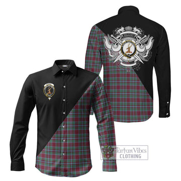 Spence Tartan Long Sleeve Button Shirt with Family Crest and Military Logo Style Men's Shirt S - Tartanvibesclothing Shop