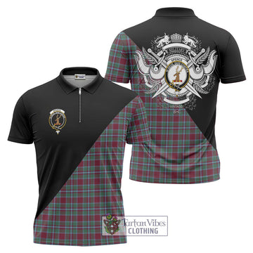 Spence Tartan Zipper Polo Shirt with Family Crest and Military Logo Style Unisex - Tartan Vibes Clothing