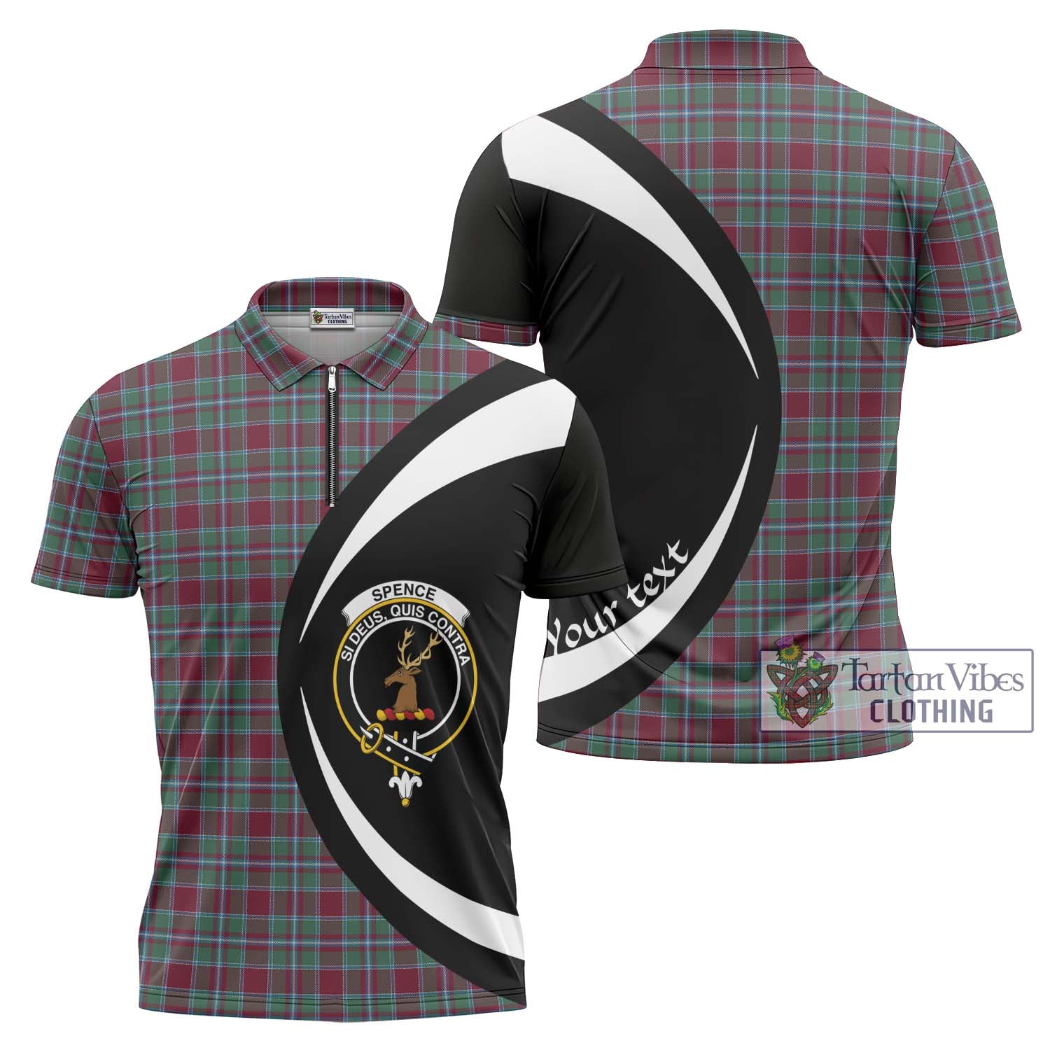 Spence Tartan Zipper Polo Shirt with Family Crest Circle Style Unisex - Tartan Vibes Clothing