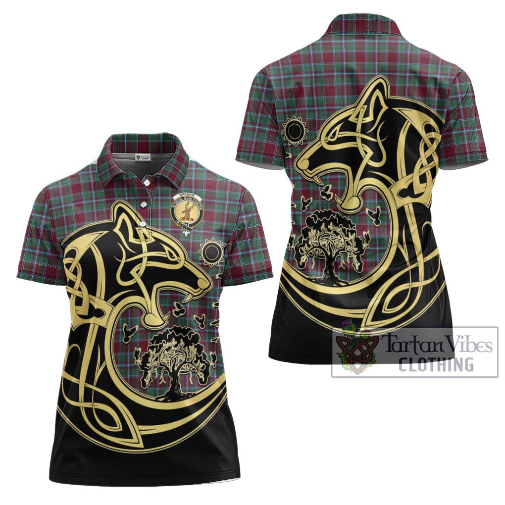 Spence Tartan Women's Polo Shirt with Family Crest Celtic Wolf Style Women - Tartan Vibes Clothing