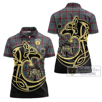 Spence Tartan Women's Polo Shirt with Family Crest Celtic Wolf Style Women - Tartan Vibes Clothing
