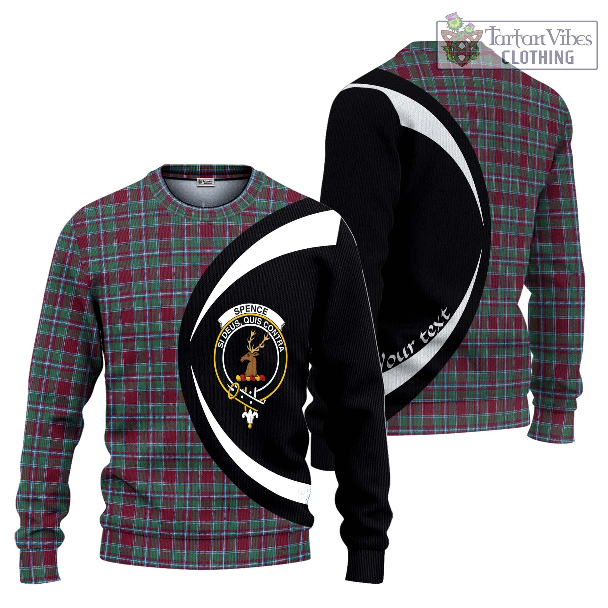 Spence Tartan Ugly Sweater with Family Crest Circle Style Unisex - Tartan Vibes Clothing