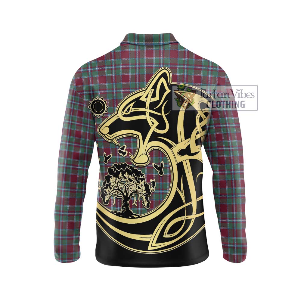 Spence Tartan Long Sleeve Polo Shirt with Family Crest Celtic Wolf Style - Tartan Vibes Clothing
