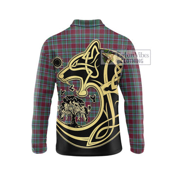 Spence Tartan Long Sleeve Polo Shirt with Family Crest Celtic Wolf Style - Tartan Vibes Clothing