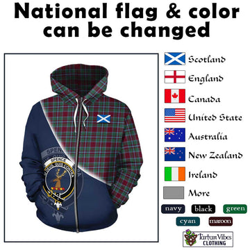 Spence Tartan Hoodie with Personalised National Flag and Family Crest Half Style - Tartan Vibes Clothing