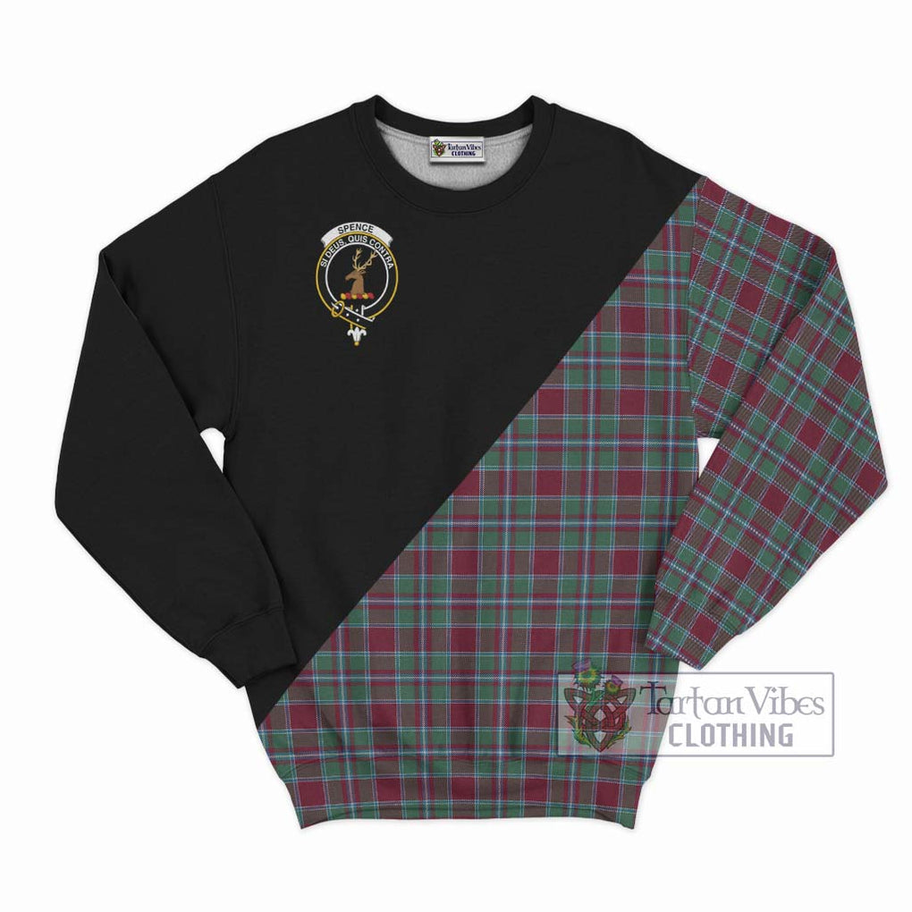 Spence Tartan Sweatshirt with Family Crest and Military Logo Style - Tartan Vibes Clothing