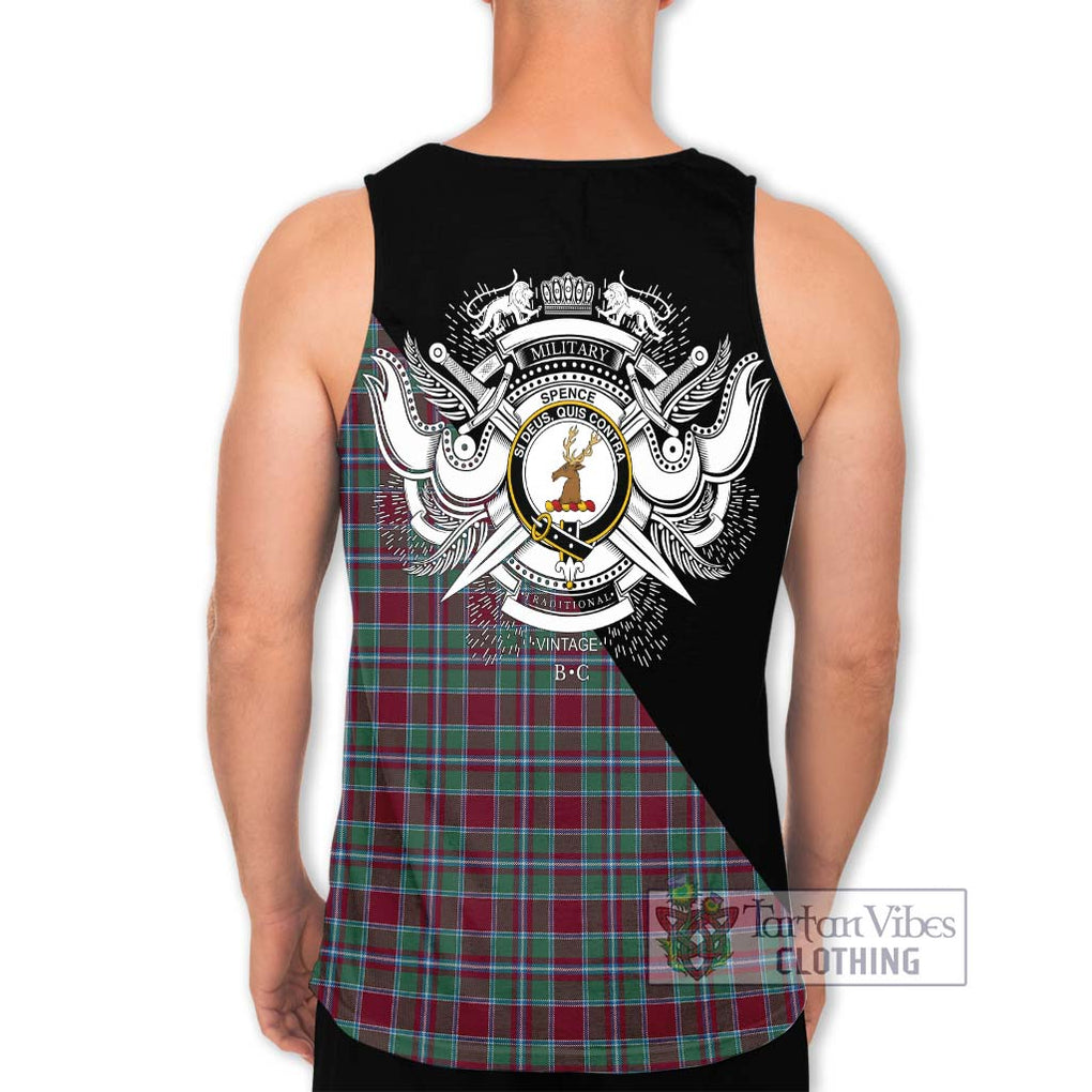 Spence Tartan Men's Tank Top with Family Crest and Military Logo Style - Tartan Vibes Clothing