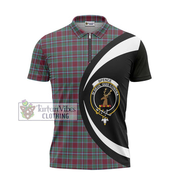 Spence Tartan Zipper Polo Shirt with Family Crest Circle Style - Tartan Vibes Clothing
